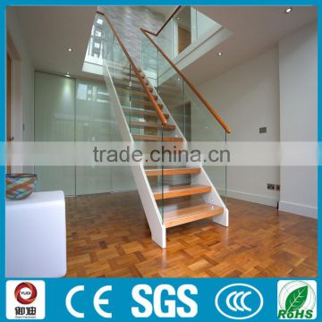 Precast indoor iron glass wood straight stairscase made in China--YUDI