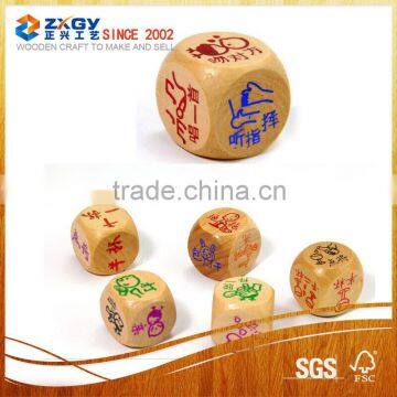 25mm high quality custom 6 sides laser engraved wooden dice
