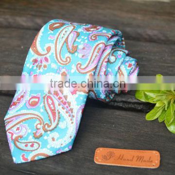 Cotton fashion neck ties blue floral print mens soft tie