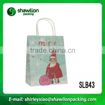 High quality custom logo printing christmas paper bag with paper handle