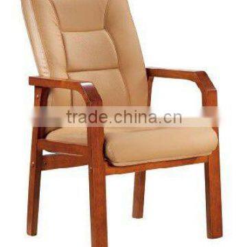 Classic commerical furniture office wood and PU leather waiting chair (FOHF-37#)