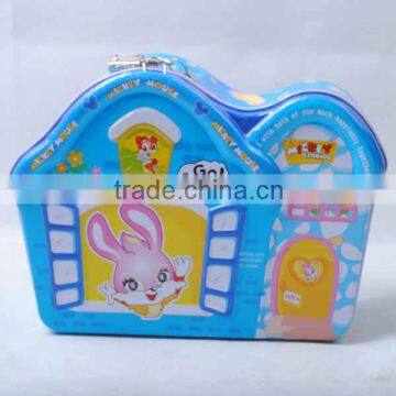 Cartoon rabbit metal money box with key