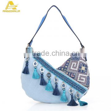 Wholesale 2016 New Arrival Fashion Blue Tassel Vintage Handbags Boho Shoulder Bag Bohemian Bag