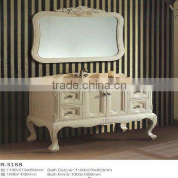 GR-3168 European style wide solid Wooden Bathroom Cabinet with mirror