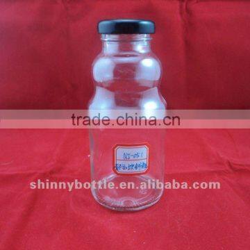 clear glass bottle with metal lid, 250ml juice bottle