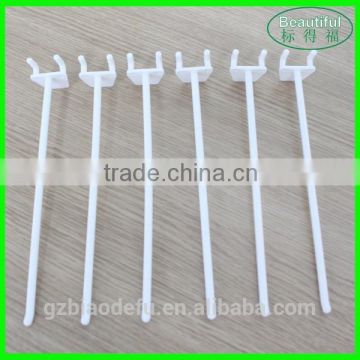 Single wire white plastic display hooks