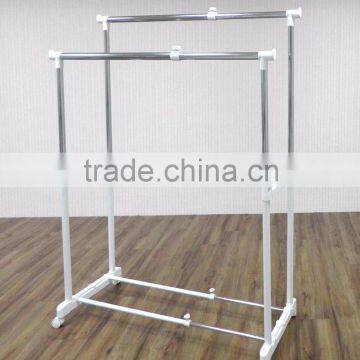 Double clothes hanging stand Garment Rack White