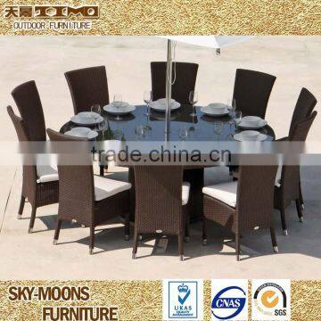 newest design 8 person big round rattan table dining table and chair(TC023)