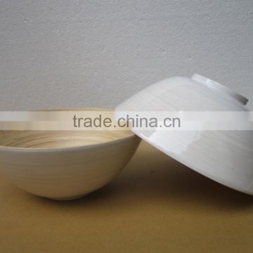 White lacquer outside bamboo bowl for kitchenware from leading Vietnam company