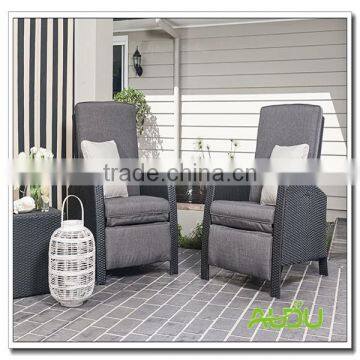 Audu 3 Pieces Black Comfort Wicker Recliner Chair