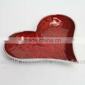 RED ROSE Heart Shaped Aluminum Dish/Plate