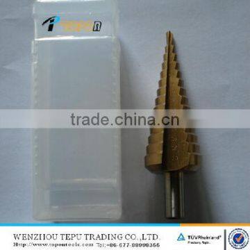 HSS step drill with straight flute in plastic box packing