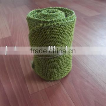 burlap ribbon green color 5'' wide,10 yards long ,decoration in party