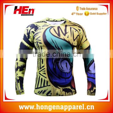 Hongen apparel Custom Stretch Lycra Compression Shirt Mma OEM Top Sale Sportswear Compression Shirts compression wear