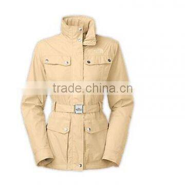 Fashion Waterproof Breathable Yellow Women Long Rain Jacket