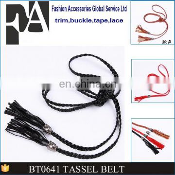 High Quality Beaded Tassel waist belt wiht artistic leather weave belt