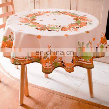 100% polyester digital printed leaf pattern round table cloth waterproof for round table