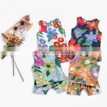 girls set 2020 summer cotton flowers tops + pants 2 pcs clothes girts sets childrenswear wholesale