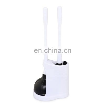 New innovative household two in one design TPR brush head cleaning toilet brush and plunger with holder