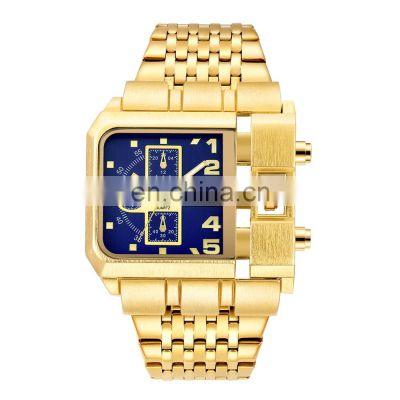 Oulm HP3364B Men Quartz Watches Military Waterproof Wristwatch Luxury Gold Stainless Steel Male Watch