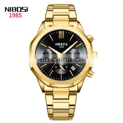 Dropshipping NIBOSI 2519 luxury Reloj Stainless Steel Back Japan Movt Watches for Men Original