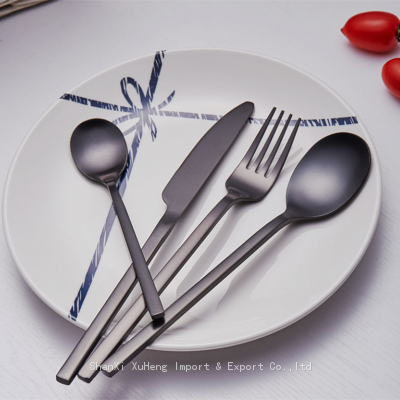 Wholesale Reusable dinnerware Custom Logo Luxury Wedding Spoon Fork Knife Stainless Steel Rose Black Cutlery Flatware Sets