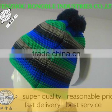 Custom Jacquard Knit Pom Beanie With Embroidery Knit Beanie Cheap