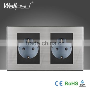 2015 China Wholesaler Wallpad Luxury Wall Light Switch Panel Double 16A EU Socket German Switch Outlet