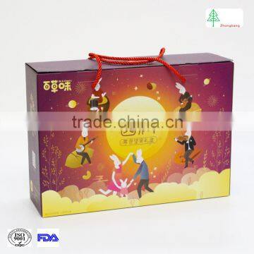 matte lamination corrugated paper cardboard suitcase box with handle