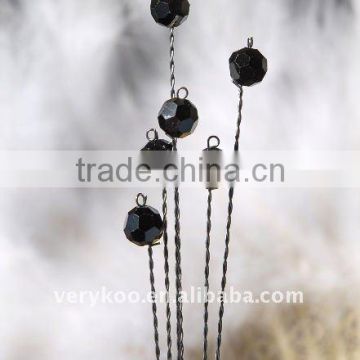 Jet Black Glass Crystal Florist Stems Wires FCK-11815