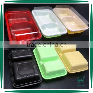 Take away 2 comparment plastic container food packaging lunch box