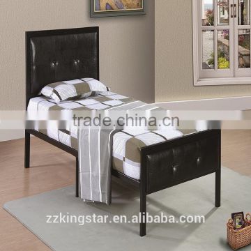 high quality single metal and black PU leather single bed