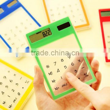 mini handheld ultra-thin Card portable calculator calculator Solar Power Transparent touch screen calculator