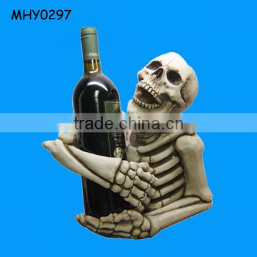 Decorative Novelty Funny Skull Resin Wine Bottle Holder