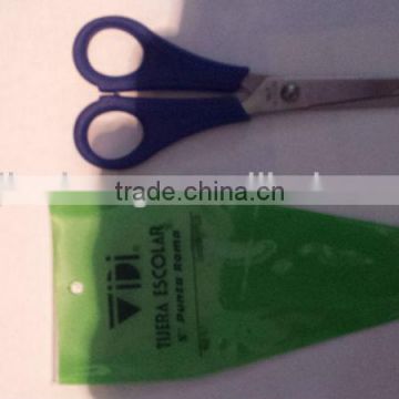 Plastic school scissors, safty student scissors with PVC bag