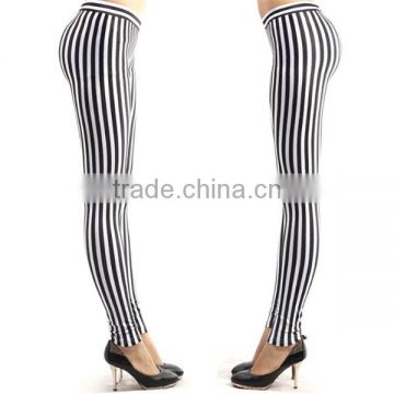 Womens Black Vertical Stripes Slim Fitness Leggings Ankle Length Pants