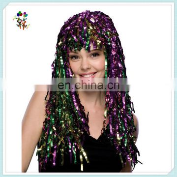 Cheap Colorful Mardi Gras Party Women Long Tinsel Wigs HPC-0025