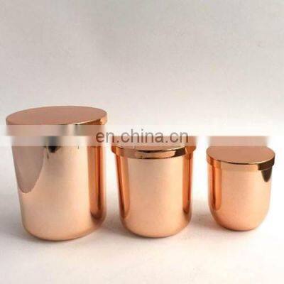 copper plated shiny candle holder with lid