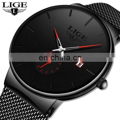 Lige 9969 Stylish Mens Quartz Wrist Watches Design Logo Date Steel Mesh Minimalisic Custom Watch