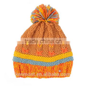 China factory made custom cheap knit beanie hat with top ball