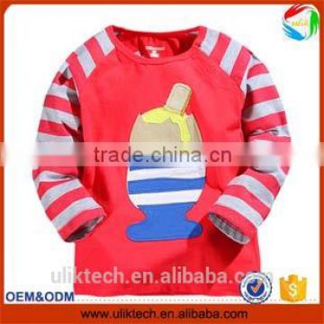 9pcs/lot red color 100% cotton stripe sleeve t shirt design the long sleeve t-shirt children clothing t-shirts