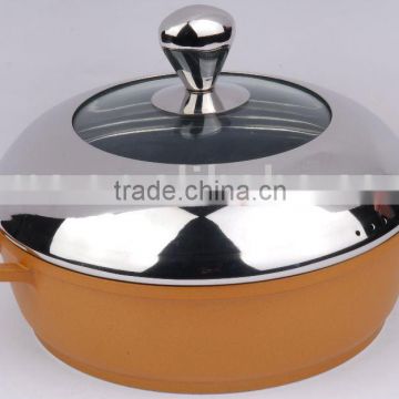 28cm Die Cast Aluminium Sauteuse Pan with semi S/S-glass Lid