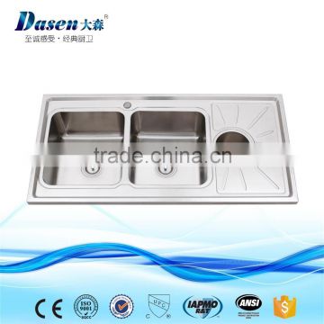 DS12060 Zero Number of Holes and Double Bowl Sink Style large size stainless steel sink