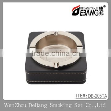 zinc alloy cover leather table ashtray with lighters smoking accessories