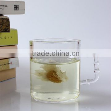 clear glass tea set cups with bamboo shape handle / coffee tea glass drinking cups