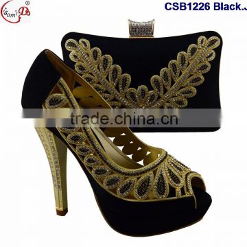 CSB1226 Africa ladies 2016 women shoes matching bag fashion top sell wholesale shoes with purse