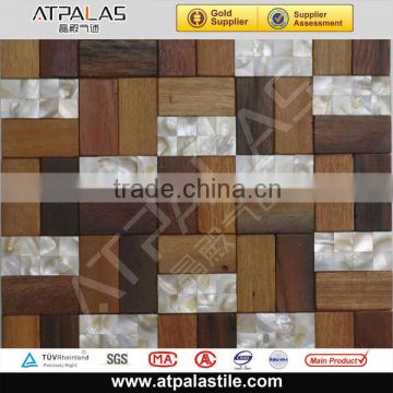 Afford metal mix natural wooden mosaic tile