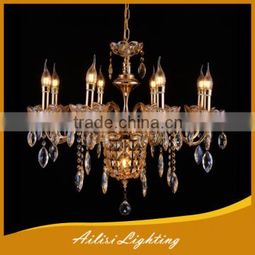 Vintage Luxury Large 9 Lights Gold Crystal Chandelier for Hotel Decoration