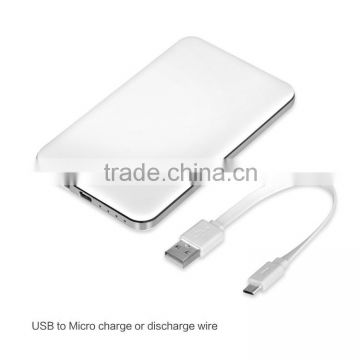 Ultra Thin Credit Card Mobile Power Bank 6000mAh Polymer with Built In USB Cable Pocket Power External Battery Charger