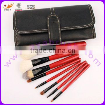 New 8pcs Shiny Red Synthe Nylon Hair Portable Travelling Makup Brush Set